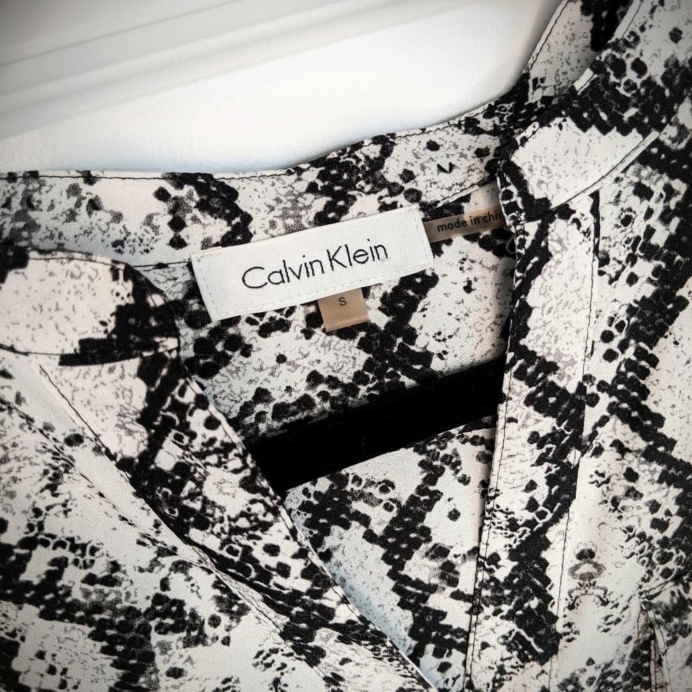 Calvin Klein Snake Print Button Down Blouse - image 1